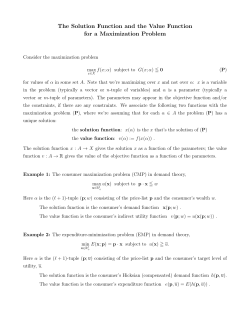 The Solution Function and Value Function for a