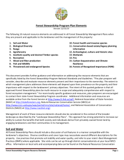 Forest Stewardship Program Plan Elements Soil and Water
