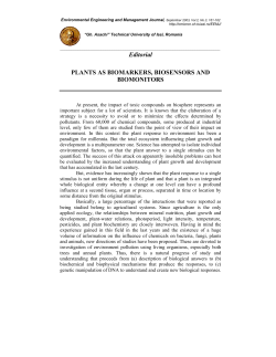 Editorial PLANTS AS BIOMARKERS, BIOSENSORS AND