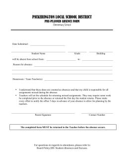 Elementary School Preplanned Absence Form