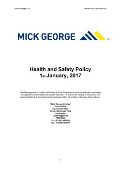 Health and Safety Policy 1st January, 2017