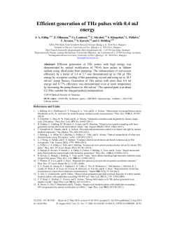 Efficient generation of THz pulses with 0.4 mJ energy