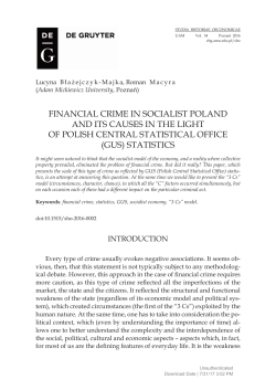 FINANCIAL CRIME IN SOCIALIST POLAND AND ITS CAUSES IN
