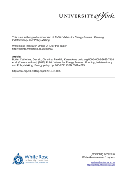 Public Values for Energy Futures: Framing, Indeterminacy and