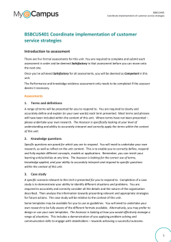 BSBCUS401 Coordinate implementation of customer
