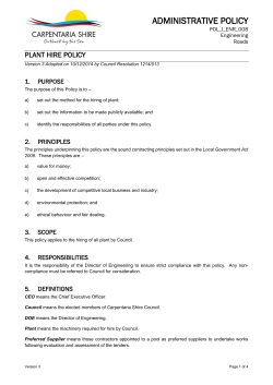 Plant Hire Policy - POL_I_ENR_008