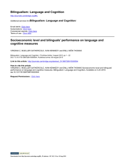 Bilingualism: Language and Cognition