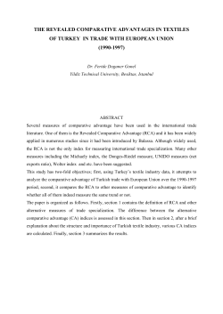 THE REVEALED COMPARATIVE ADVANTAGES IN TEXTILES
