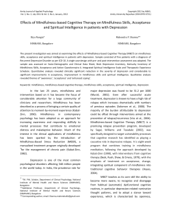 Effects of Mindfulness-based Cognitive Therapy on