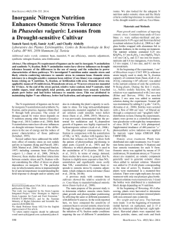 Inorganic Nitrogen Nutrition Enhances Osmotic Stress Tolerance in