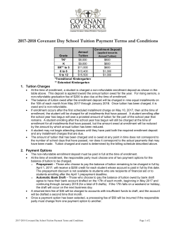 2017-2018 Covenant Day School Tuition Payment Terms and