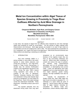 Metal Ion Concentration within Algal Tissue of Species Growing in