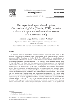 The impacts of aquacultured oysters, Crassostrea virginica (Gmelin
