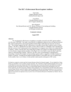The SEC`s Enforcement Record against Auditors