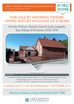 for sale by informal tender offers invited in excess of &pound;140000