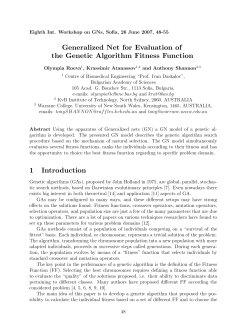 Generalized Net for Evaluation of the Genetic Algorithm Fitness