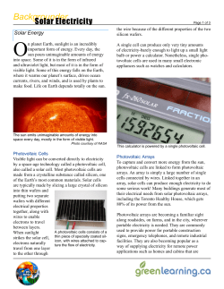 Solar Electricity Backgrounder - Re