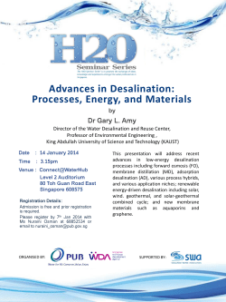 Advances in Desalination: Processes, Energy, and Materials