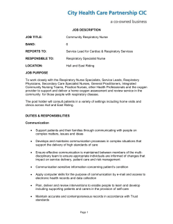 JOB TITLE: Community Respiratory Nurse