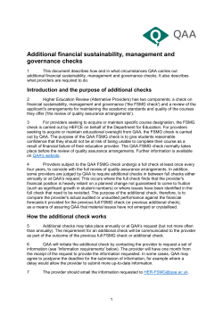 Information on additional FSMG checks