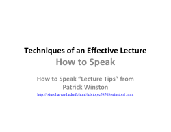 Techniques and Tips of an Effective Lecture