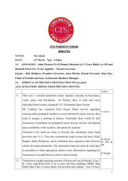 CFS PARENTS FORUM MINUTES 1.0 APOLOGIES &ndash; John Watson