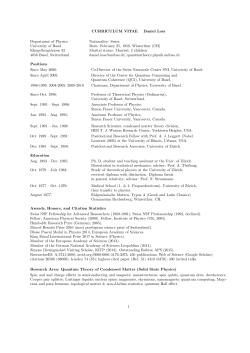 CURRICULUM VITAE Daniel Loss Department of Physics Nationality