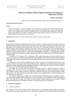 Attitude as a Mediator between Cognitive Dissonance and Intention