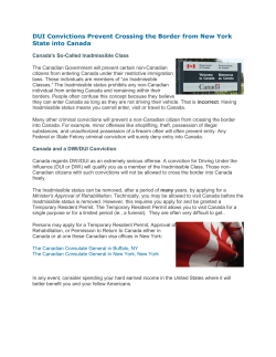 DUI Convictions Prevent Crossing the Border from New