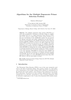 Algorithms for the Multiple Degenerate Primer Selection Problem
