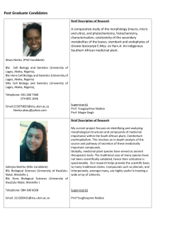 PG Candidates - UKZN`s School of Life Sciences