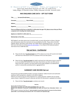Opt Out Form - Heathville Medical Practice