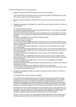 Conditions and payment terms for groups Jetairfly.com: 1. Advance