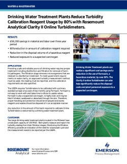 Drinking Water Treatment Plants Reduce Turbidity Calibration