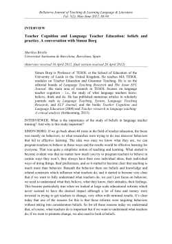 Teacher Cognition and Language Teacher Education
