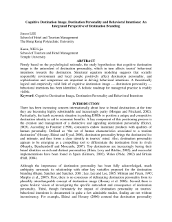 Cognitive Destination Image, Destination Personality and