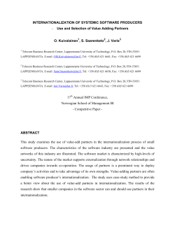 INTERNATIONALIZATION OF SYSTEMIC SOFTWARE PRODUCERS