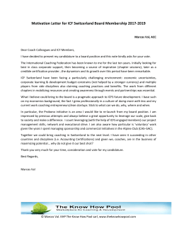 Motivation Letter for ICF Switzerland Board Membership 2017-2019