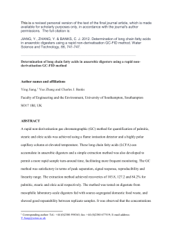 Determination of long chain fatty acids in anaerobic digesters using