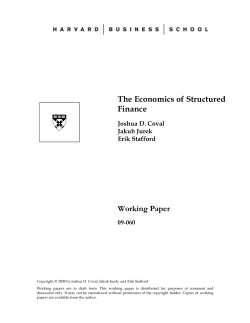 The Economics of Structured Finance Working Paper