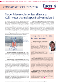 Nobel Prize revolutionises skin care: Cells` water channels