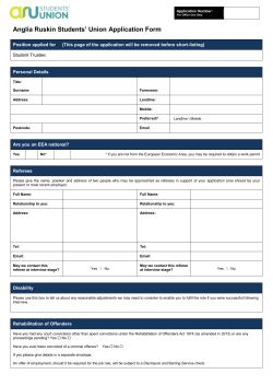 Employment Application Form - Anglia Ruskin Students` Union