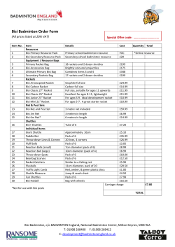 Bisi Badminton Order Form