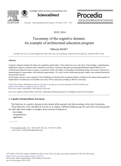 Taxonomy of the Cognitive Domain: An Example of Architectural