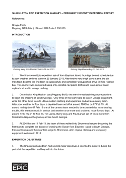 SHACKLETON EPIC EXPEDITION JANUARY – FEBRUARY