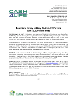 Four New Jersey Lottery CASH4LIFE Players Win