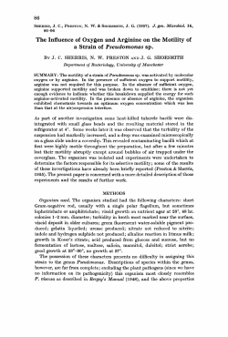 The Influence of Oxygen and Arginine on the Motility