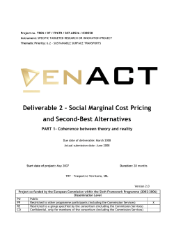 Deliverable 2 &ndash; Social M arginal Cost Pricing and Second