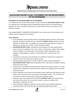 Statement on the Recruitment of Ex-Offenders