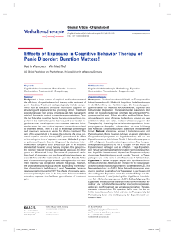 Effects of Exposure in Cognitive Behavior Therapy of Panic Disorder